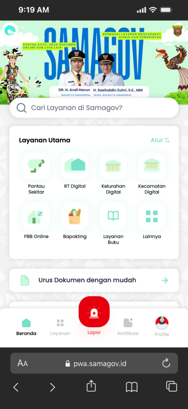 Tampilan Aplikasi SAMAGOV